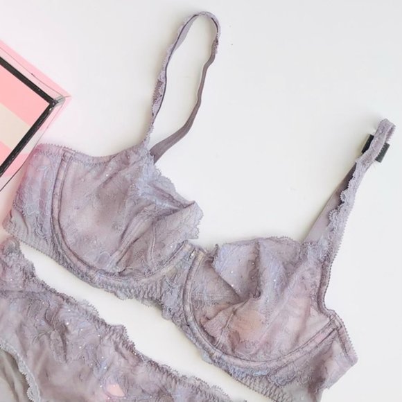 32DD SMALL Victoria’s Secret gray bra set - Picture 2 of 5
